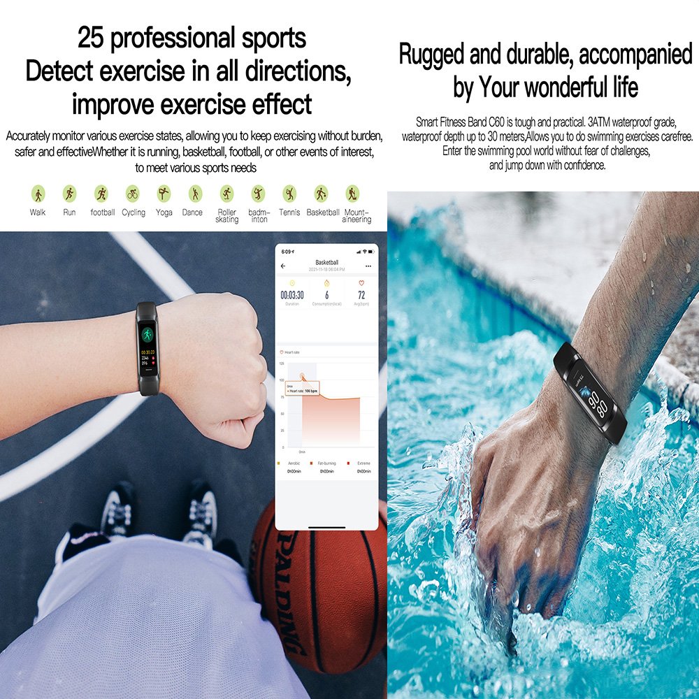 2024 Trending products sport digital smart watch AMOLED screen wearable device bracelet C60 sport wear smart watch band